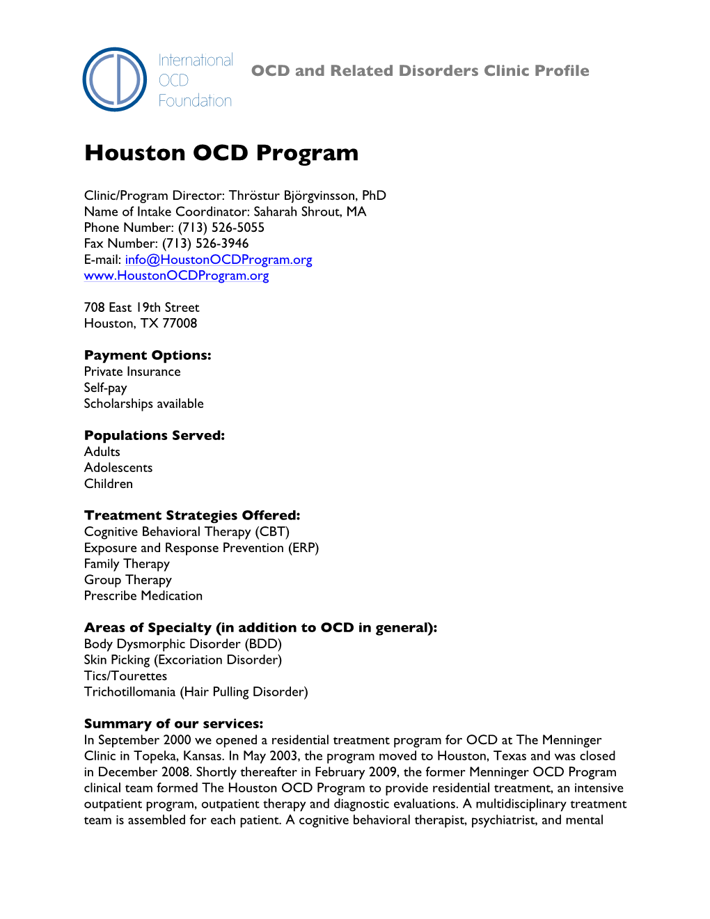 Houston OCD Program