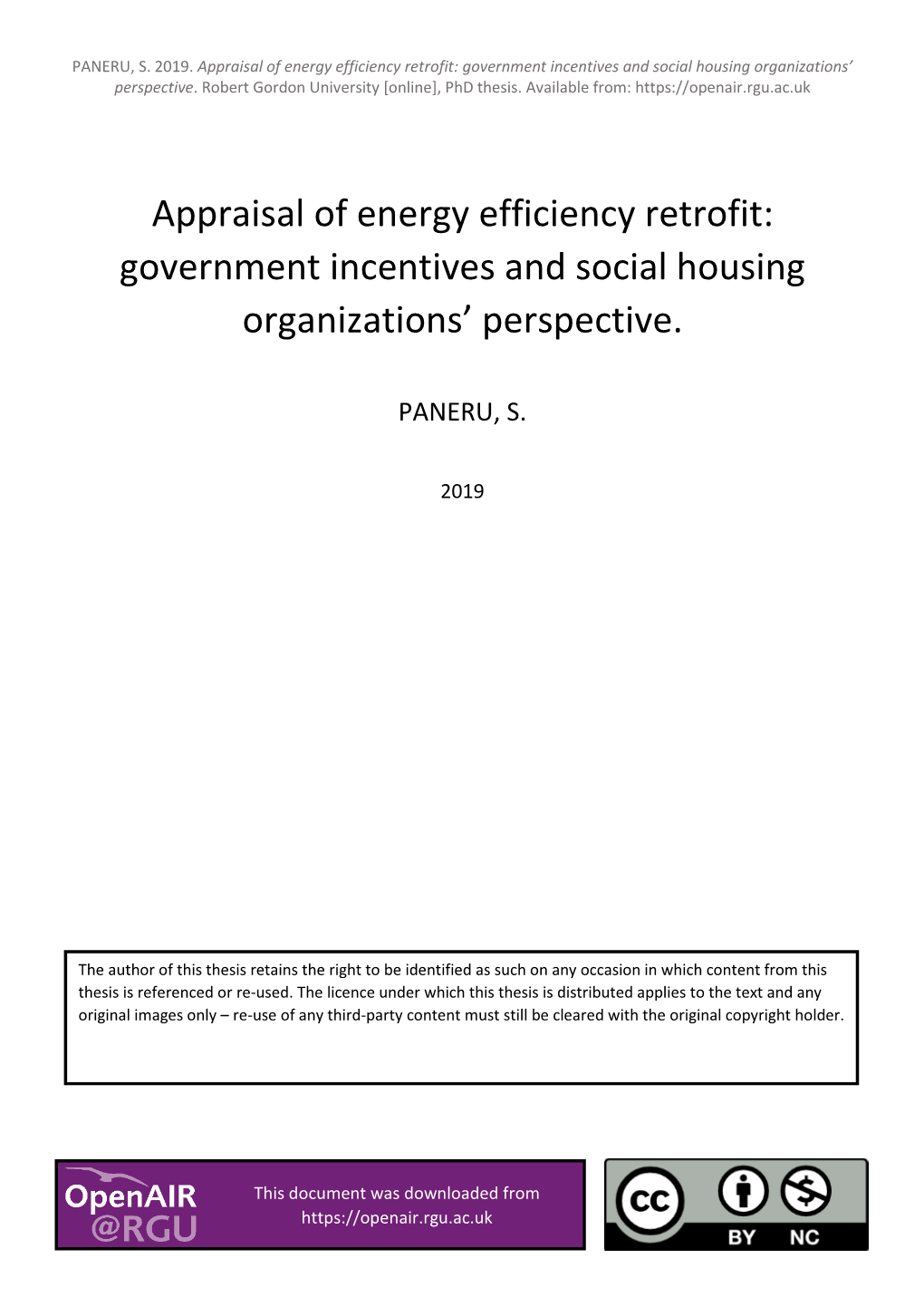 Appraisal of Energy Efficiency Retrofit: Government Incentives and Social Housing Organizations’ Perspective