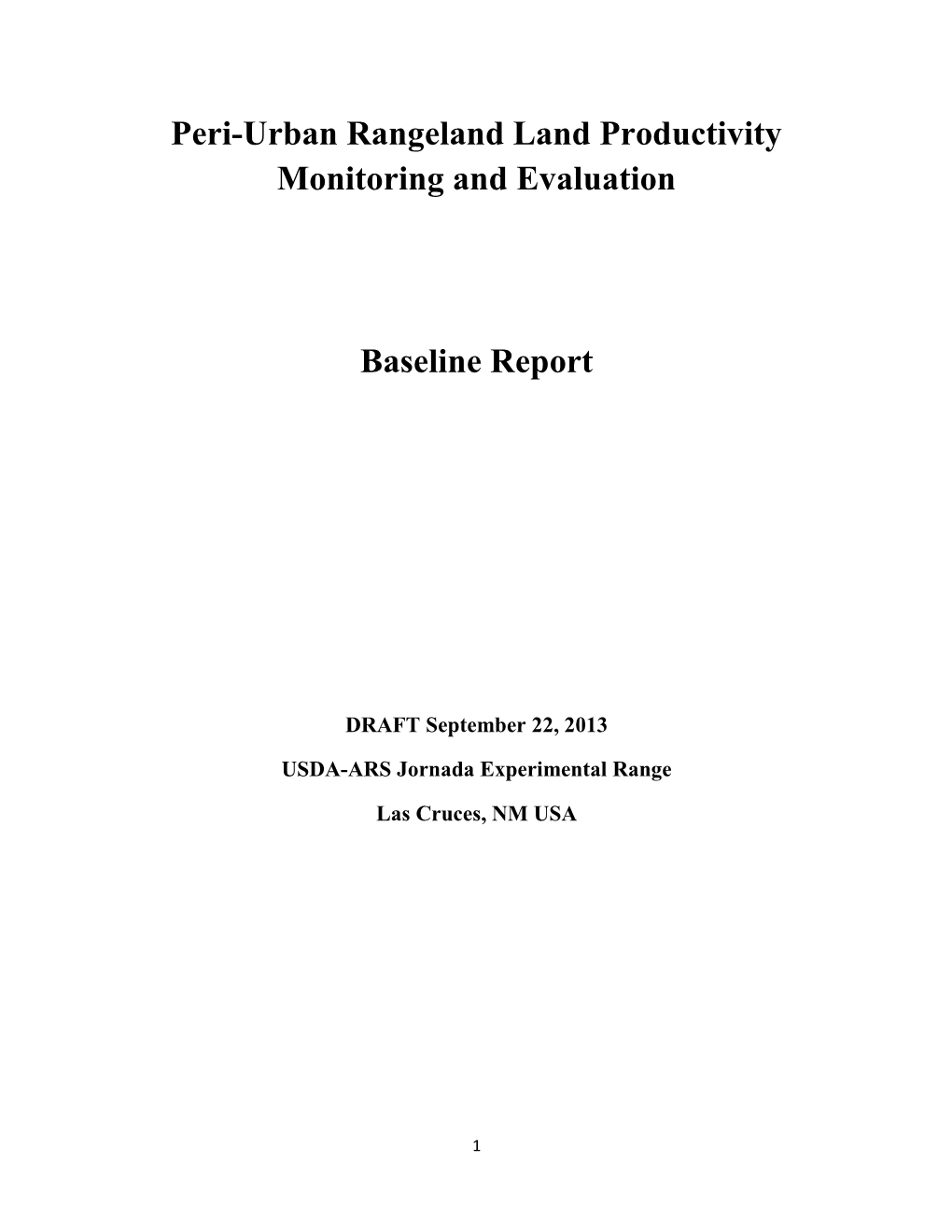 Peri-Urban Rangeland Land Productivity Monitoring and Evaluation