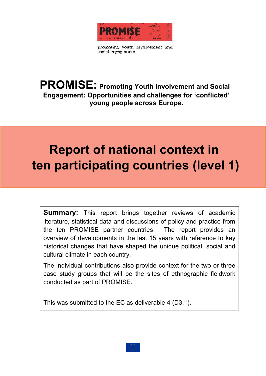 Report of National Context in Ten Participating Countries (Level 1)