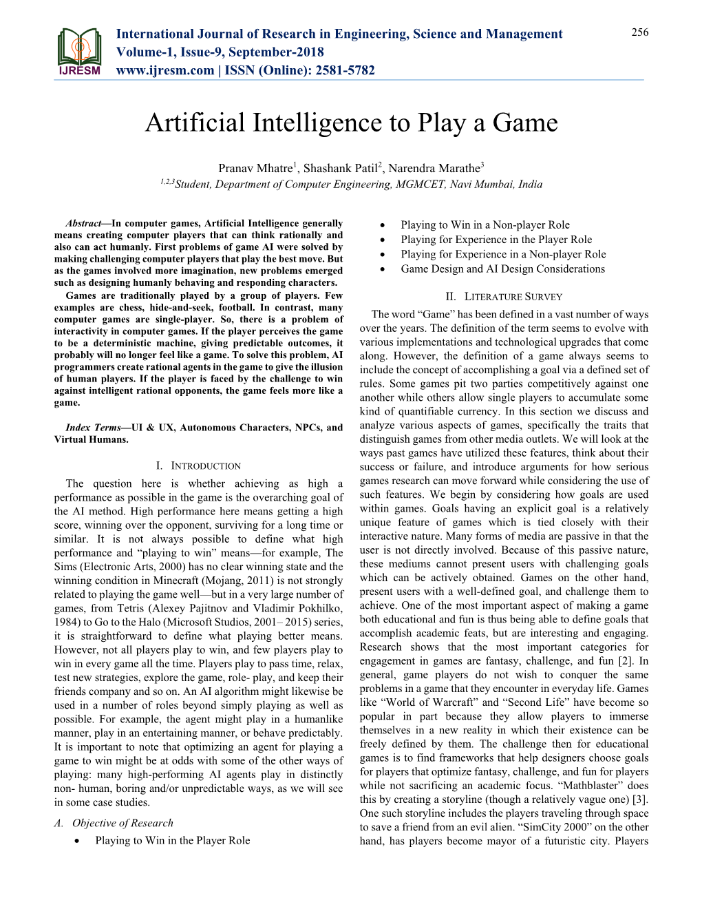 Artificial Intelligence to Play a Game