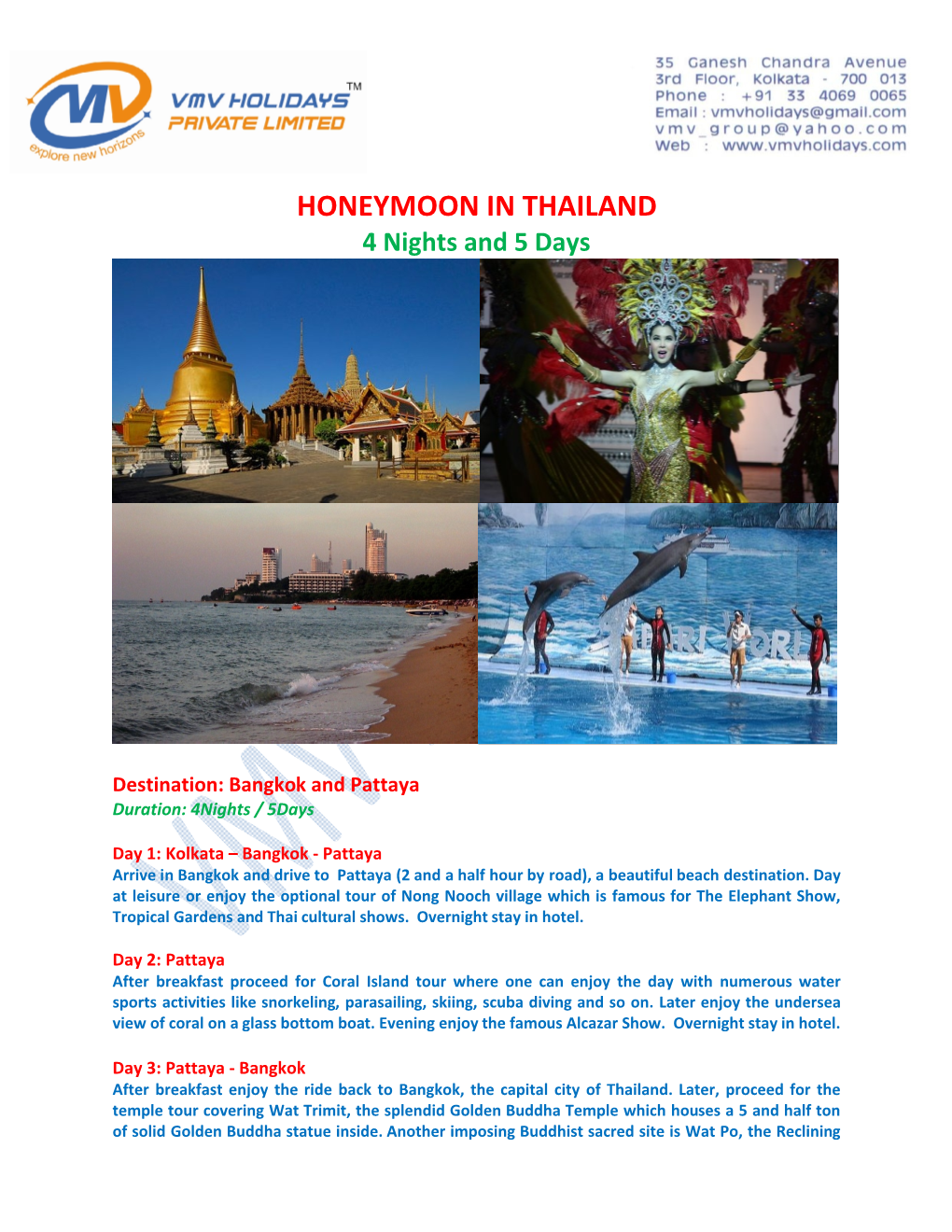 HONEYMOON in THAILAND 4 Nights and 5 Days