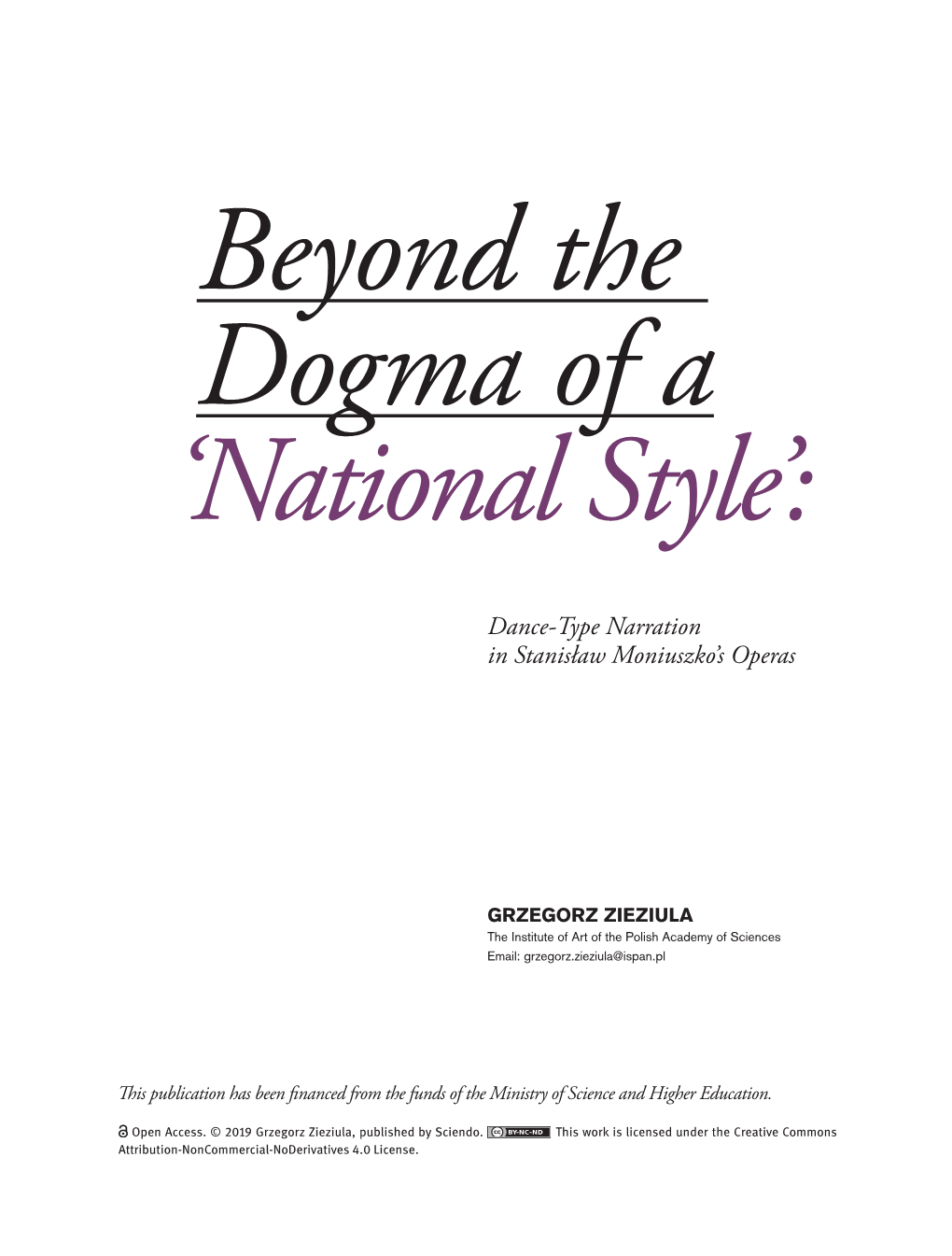 Dance-Type Narration in Stanisław Moniuszko's Operas