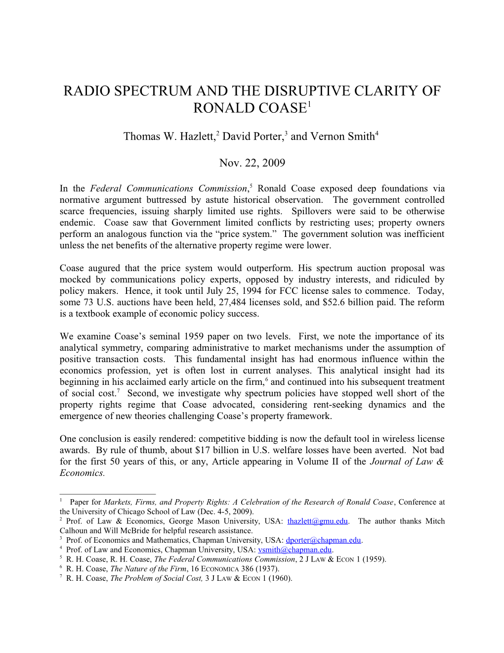 Hazlett, Porter & Smith: Radio Spectrum and the Disruptive Clarity of Coase Page 42