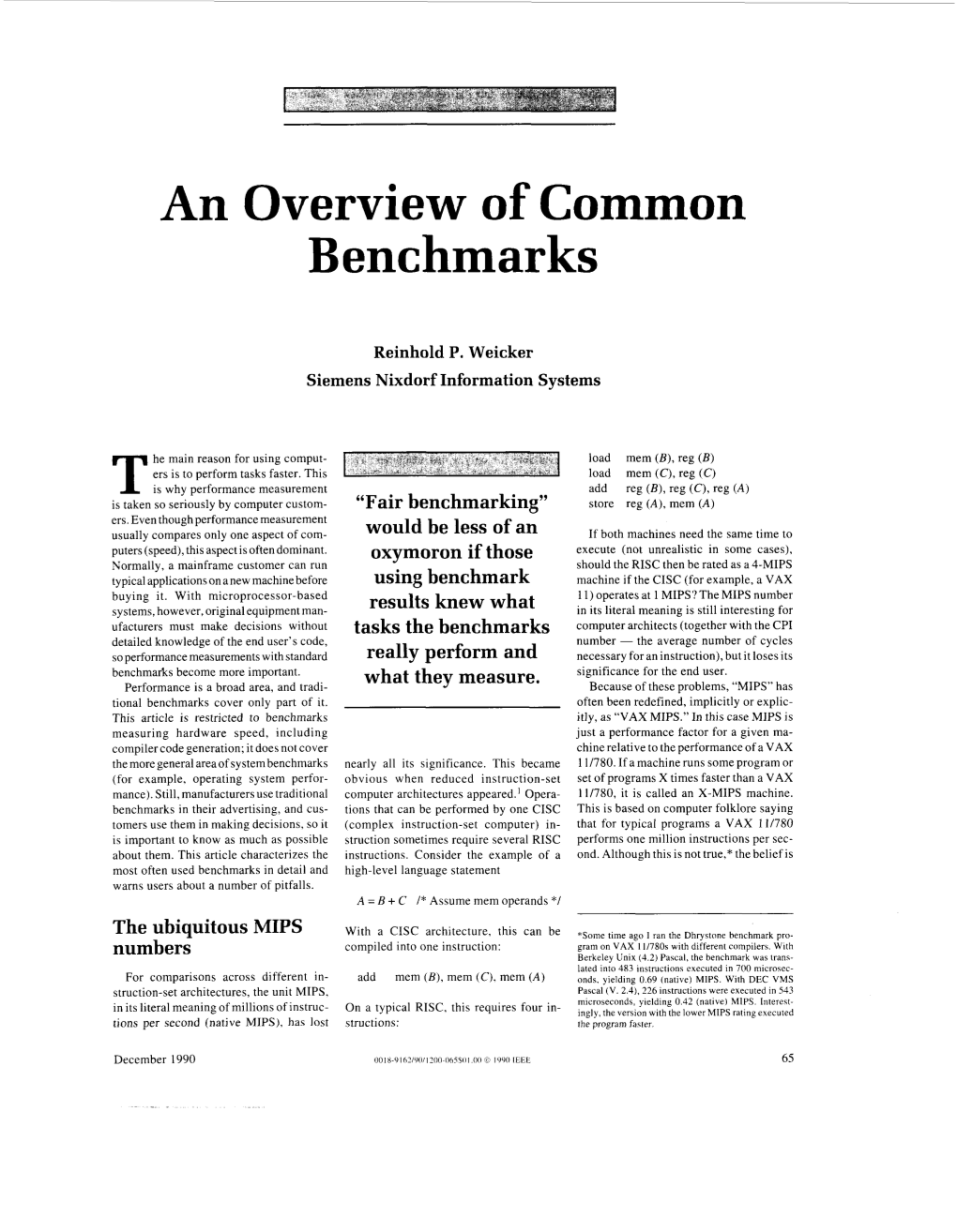 An Overview of Common Benchmarks