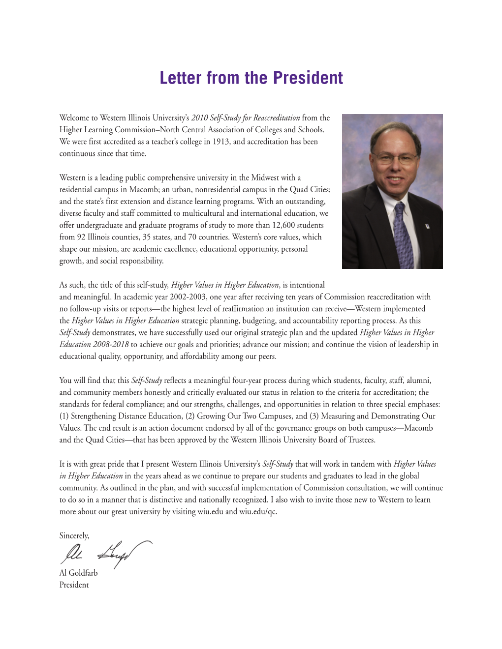 Letter from the President