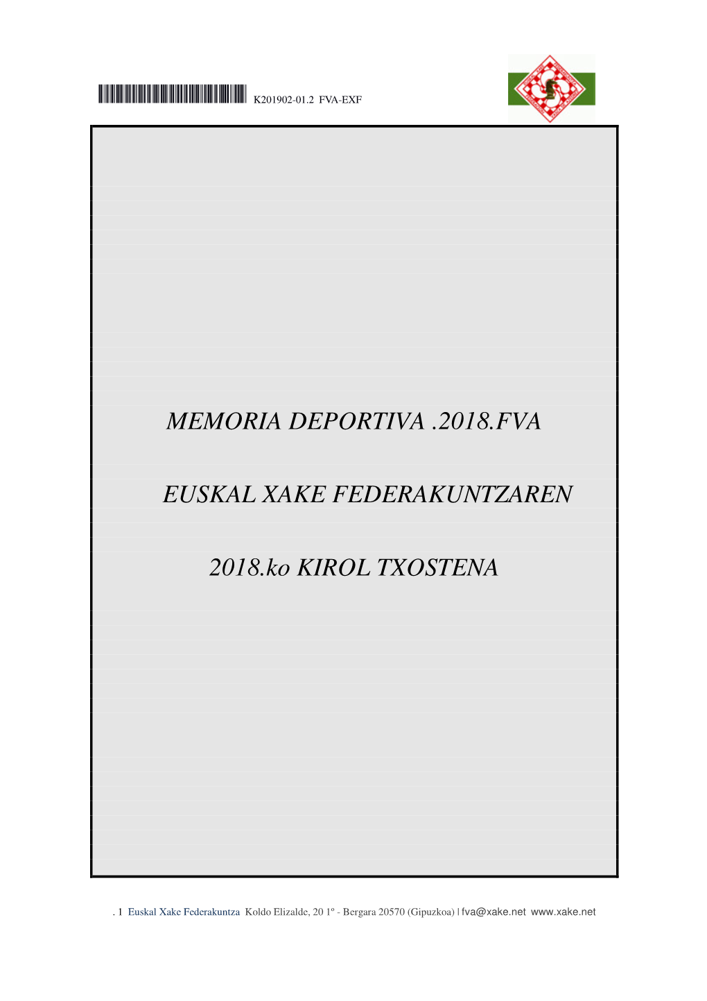 Memoria Deportiva .2018.Fva Euskal Xake