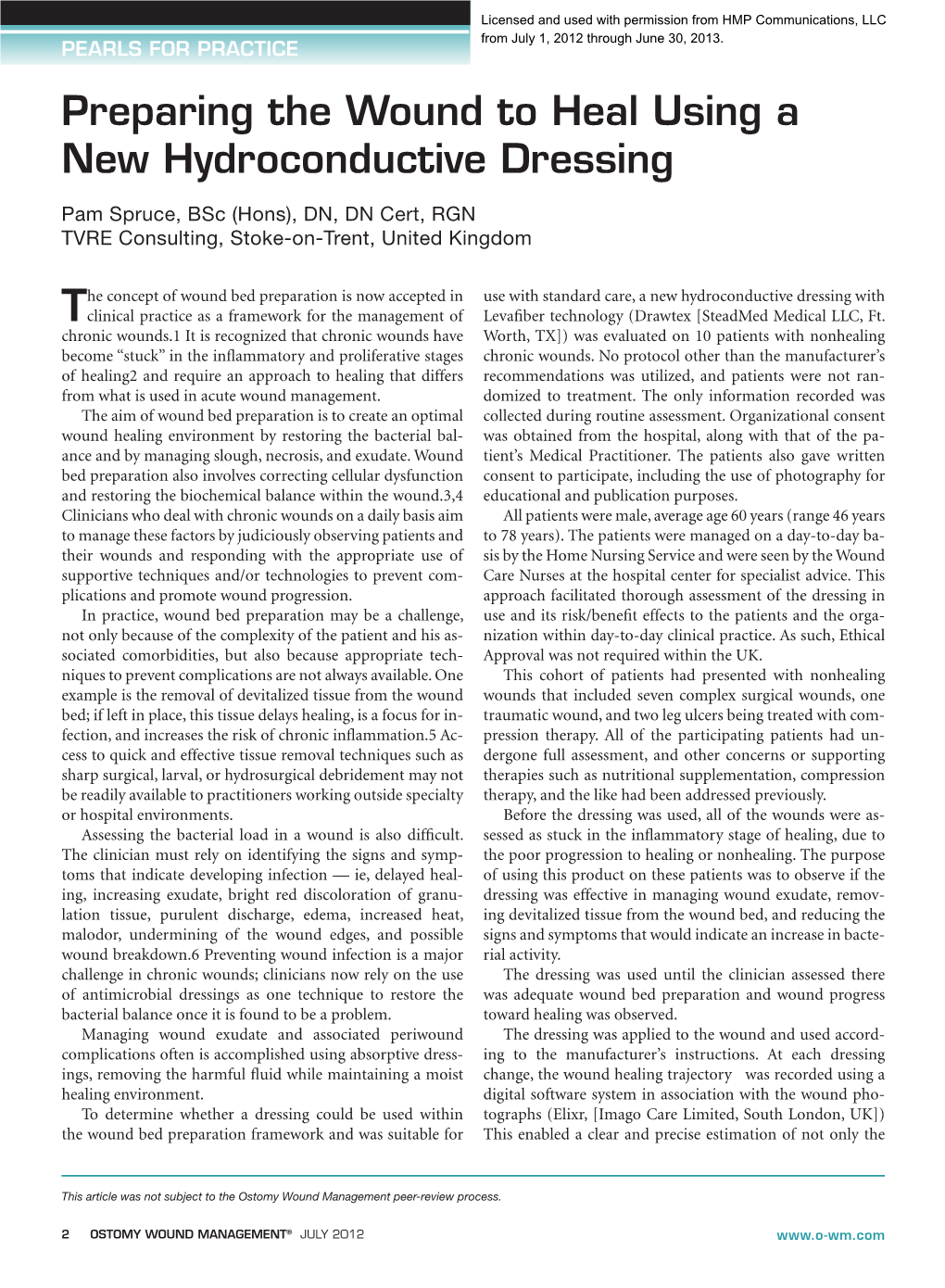 Preparing the Wound to Heal Using a New Hydroconductive Dressing