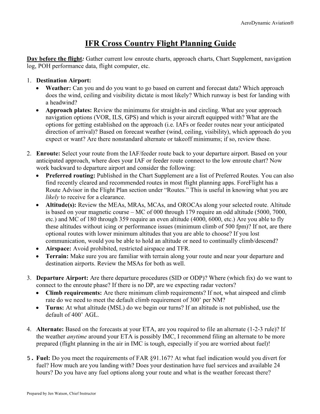 IFR Cross Country Flight Planning Guide