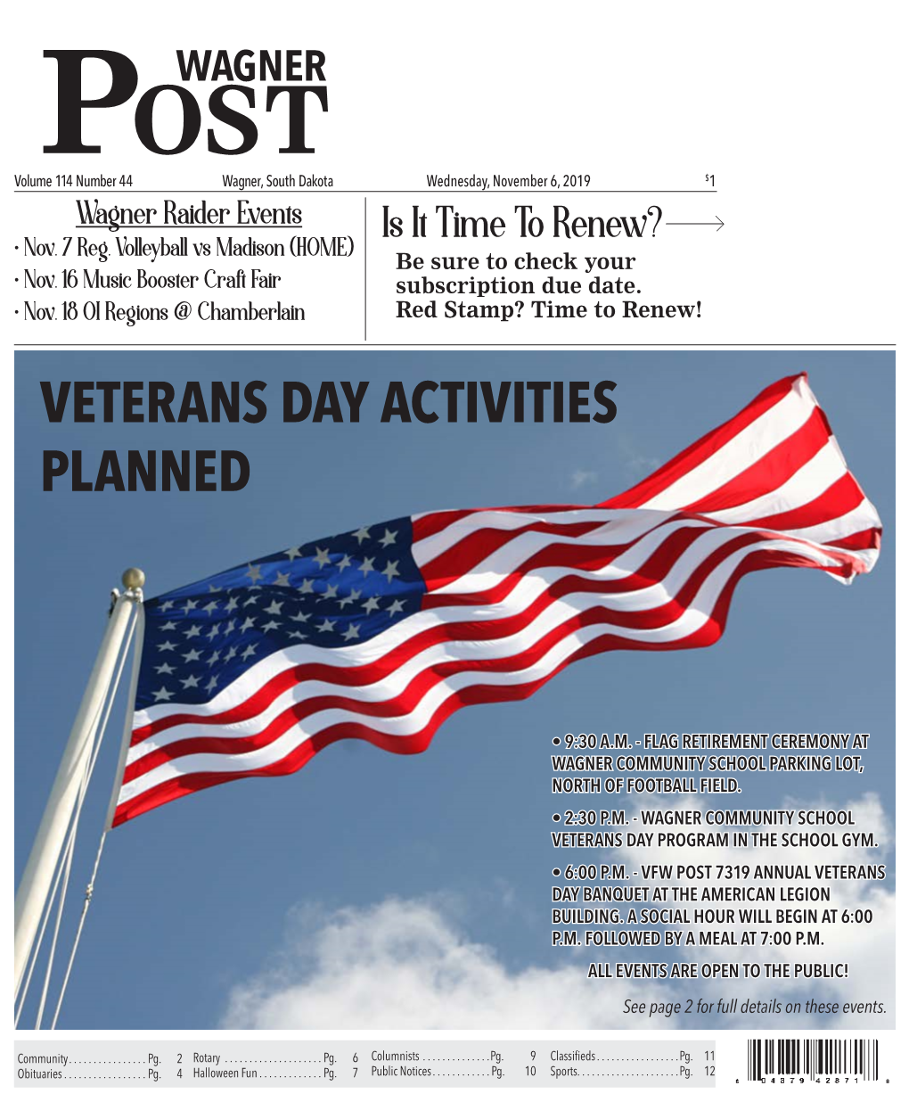 Veterans Day Activities Planned