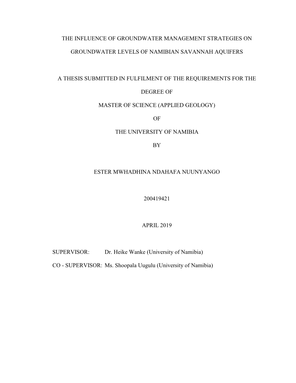 The Influence of Groundwater Management Strategies On