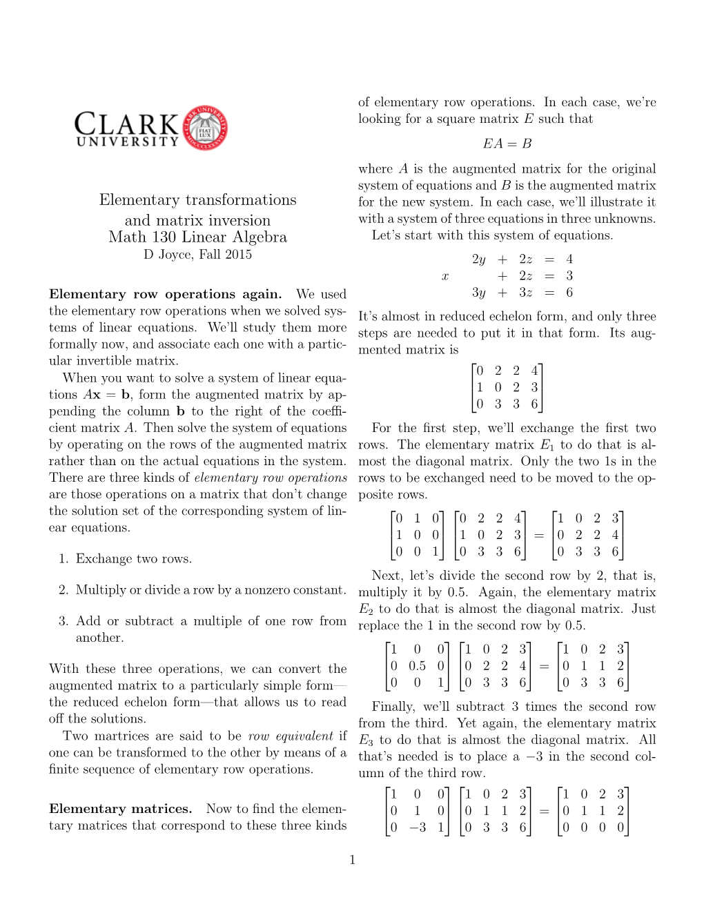 Elementary Matrices