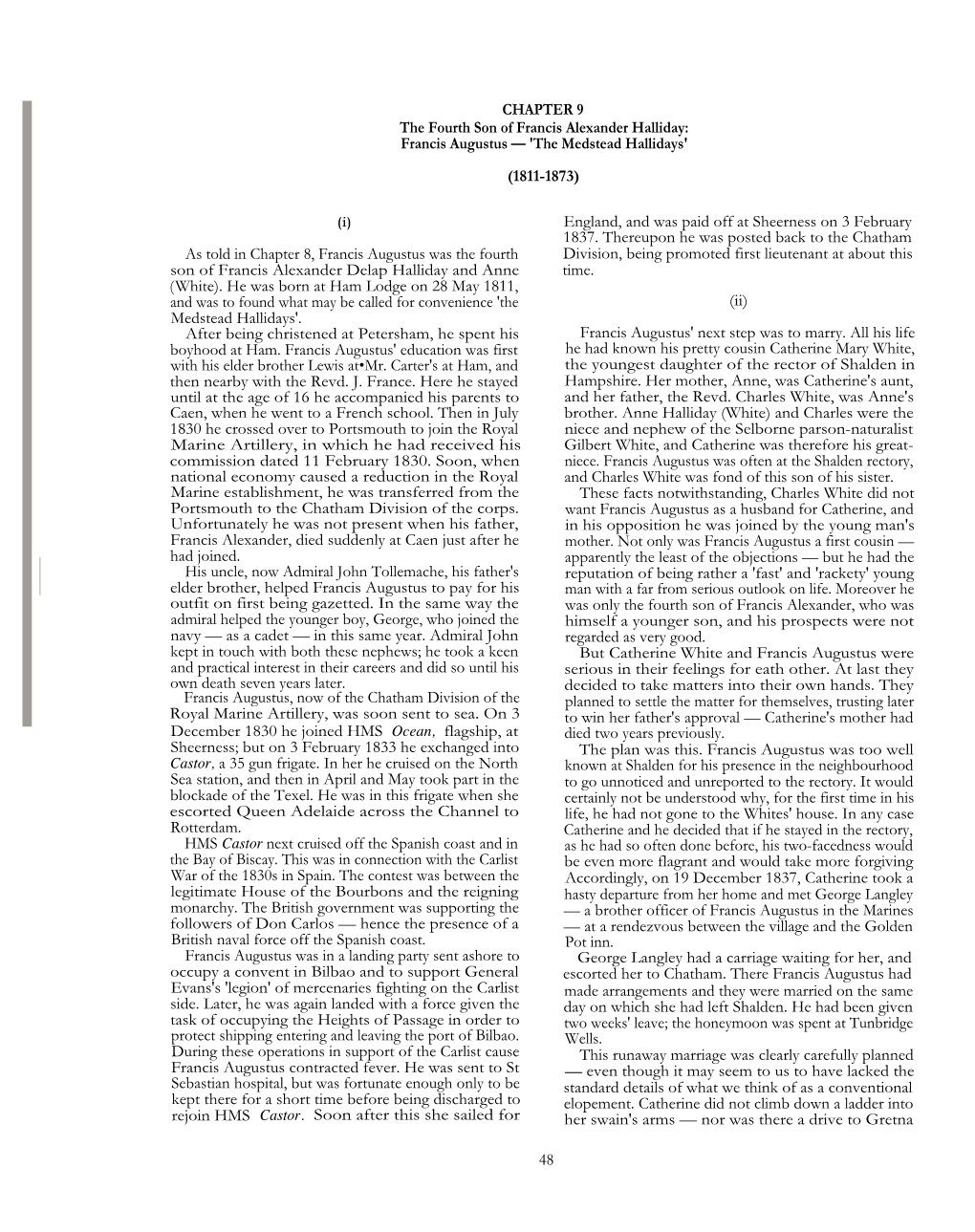 CHAPTER 9 the Fourth Son of Francis Alexander Halliday: Francis Augustus — 'The Medstead Hallidays' (1811-1873)