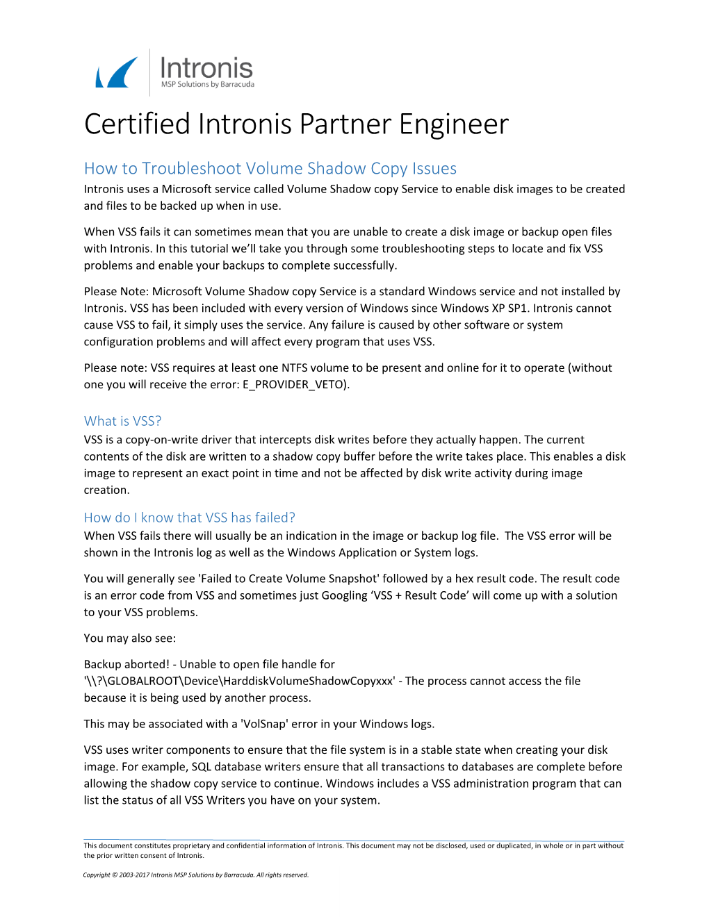 Certified Intronis Partner Engineer