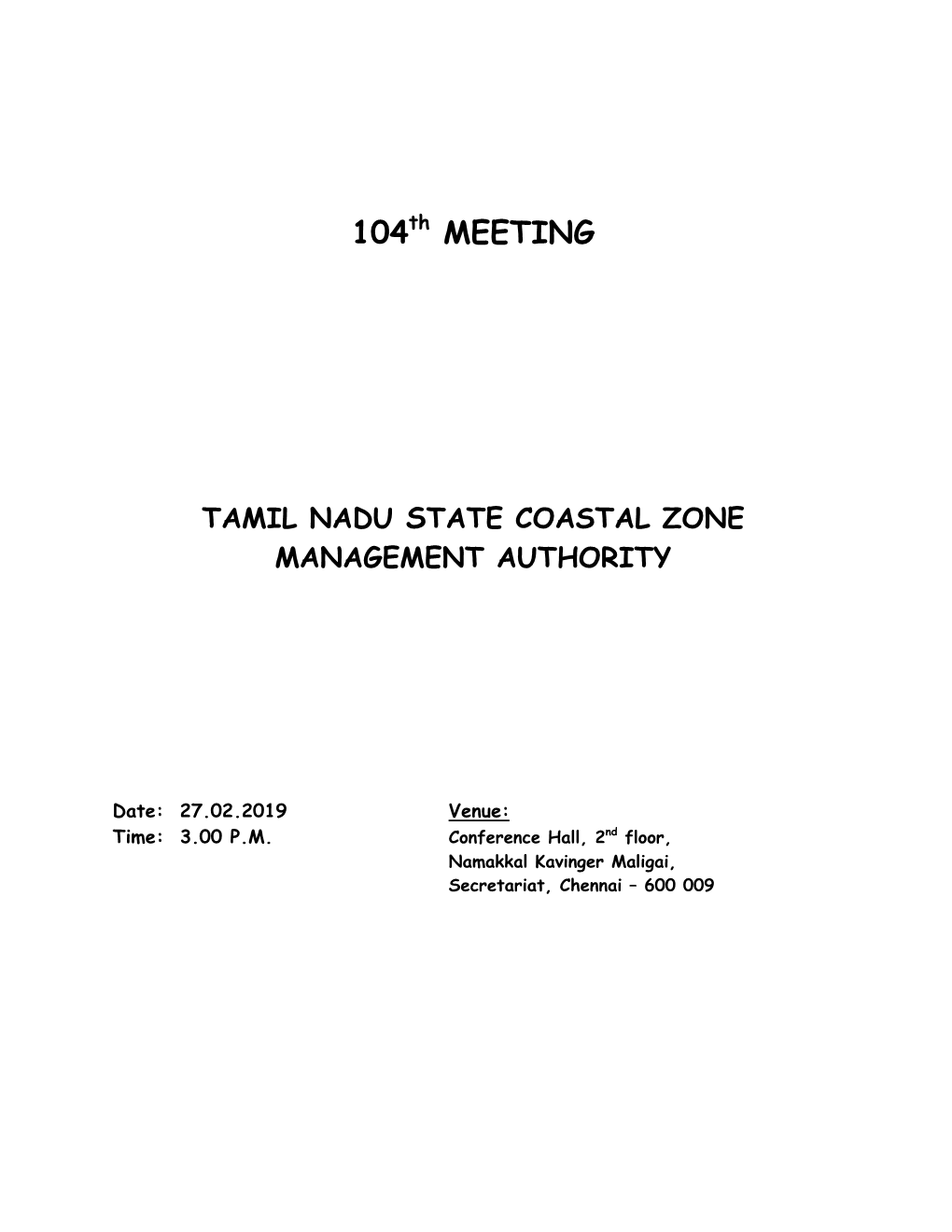 104Th MEETING TAMIL NADU STATE