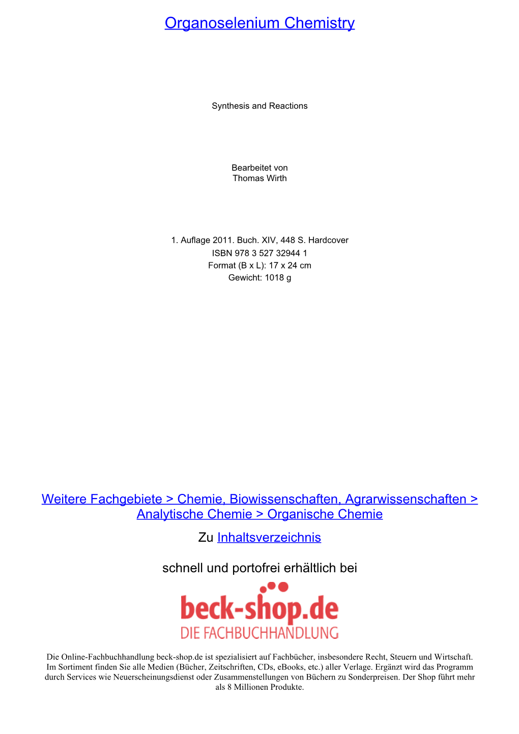 Organoselenium Chemistry