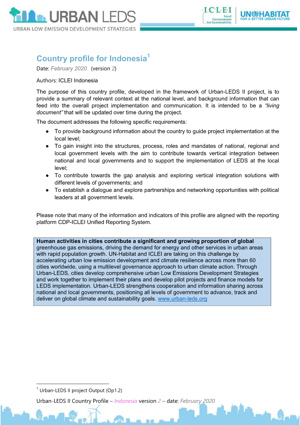 Country Profile for Indonesia1 Date: February 2020 (Version 2)