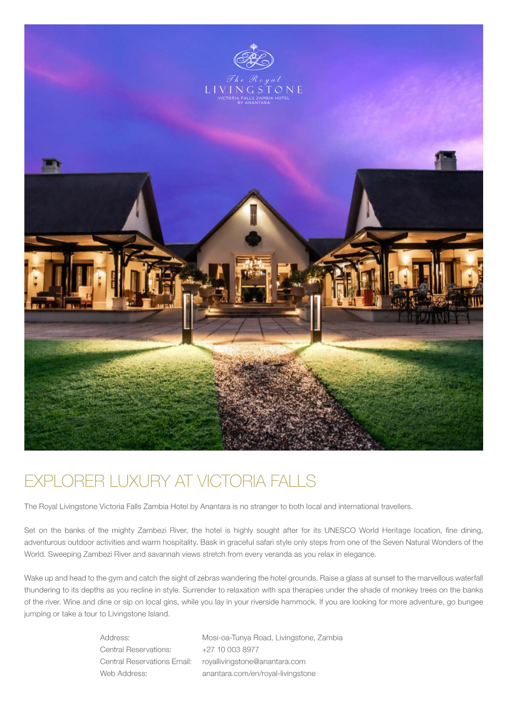 Explorer Luxury at Victoria Falls