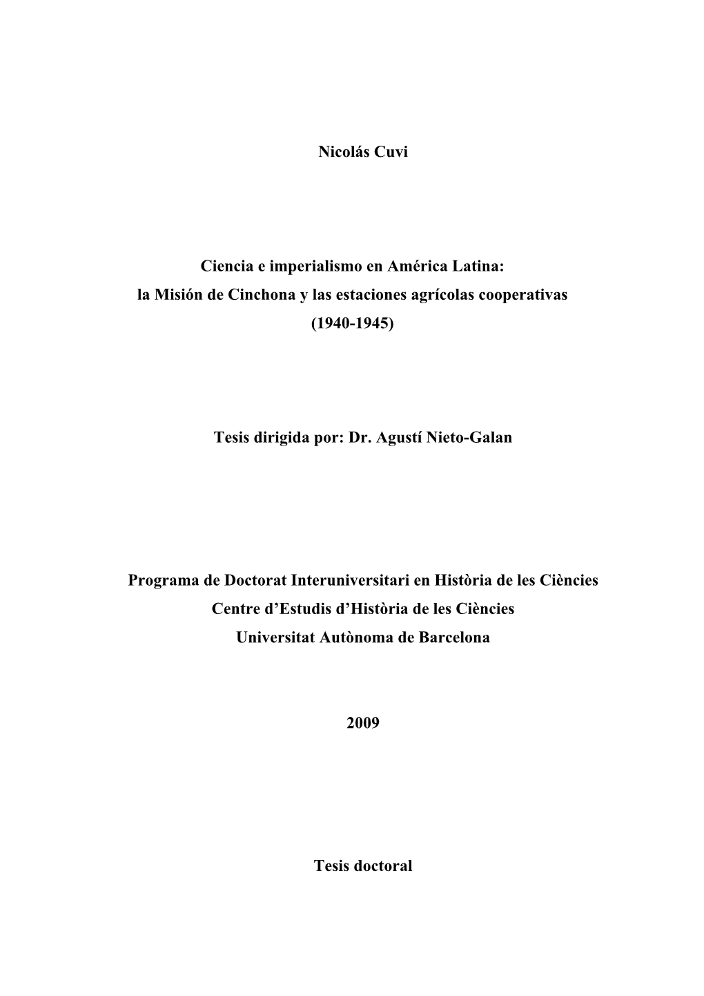 La Misión De Cinchona Y Las Estaciones Agrícolas Cooperativas (1940-1945)