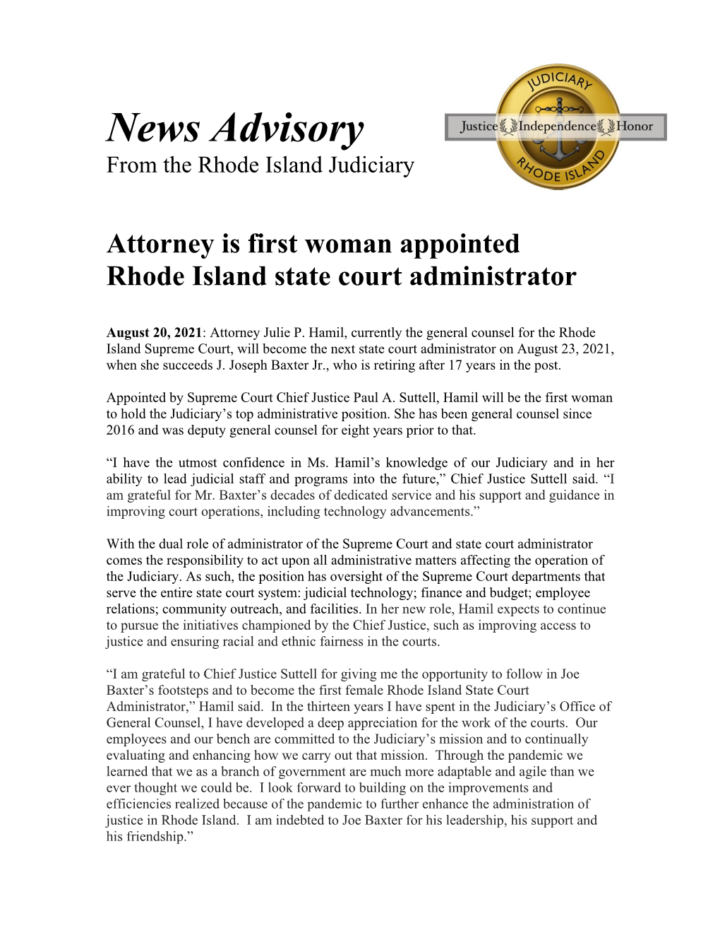 First Woman Appointed As State Court