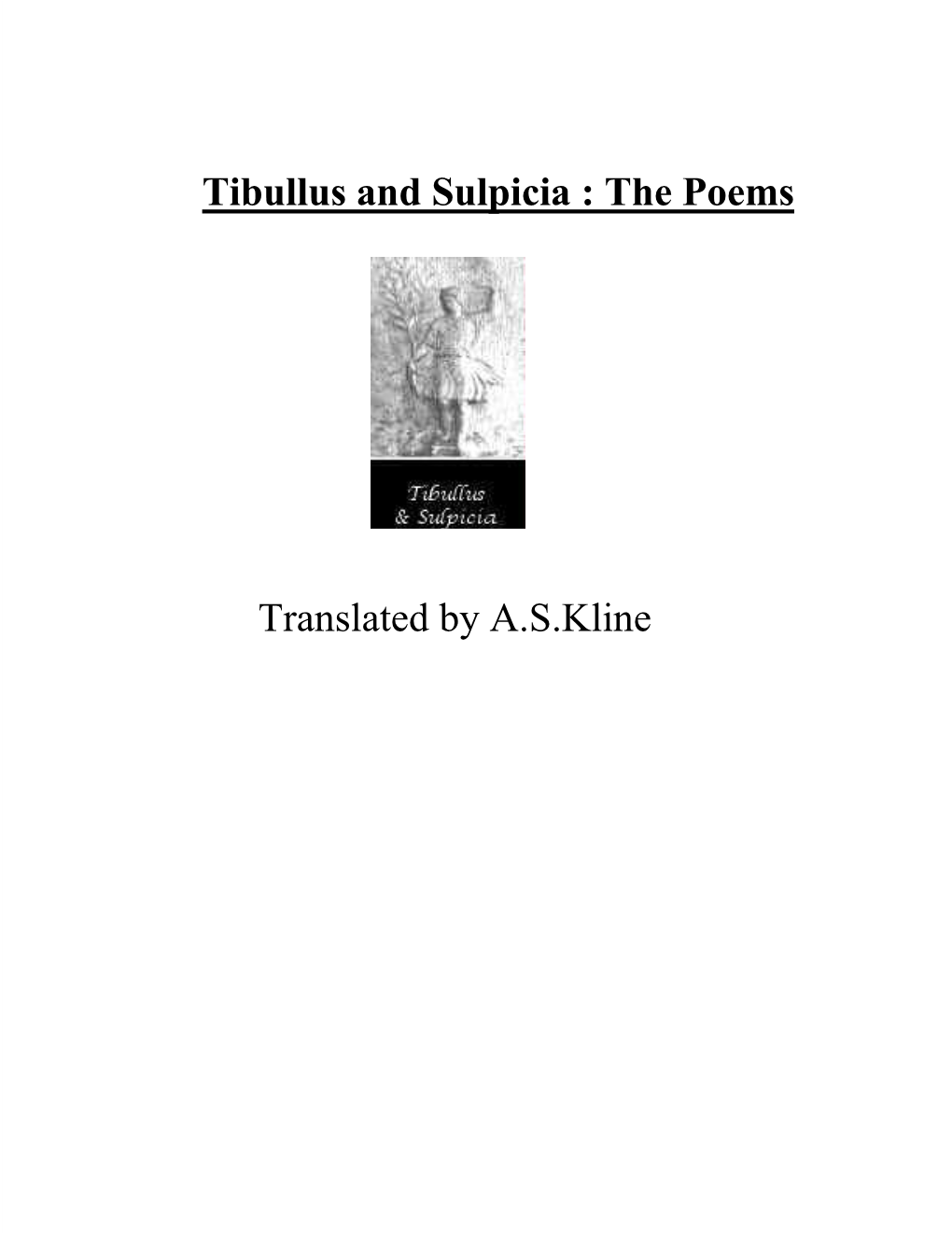 Tibullus and Sulpicia: the Poems