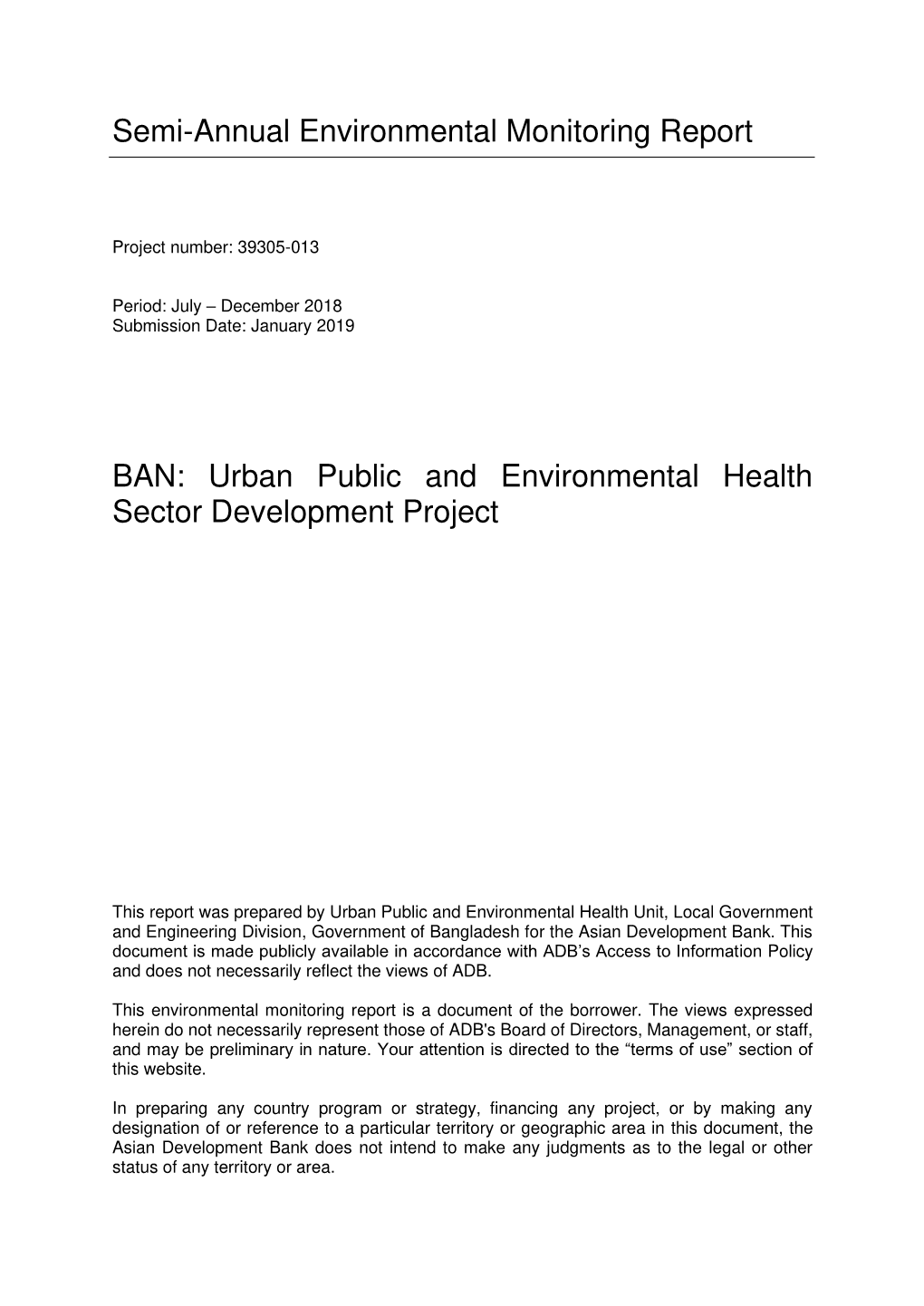 Urban Public and Environmental Health Sector Development Project