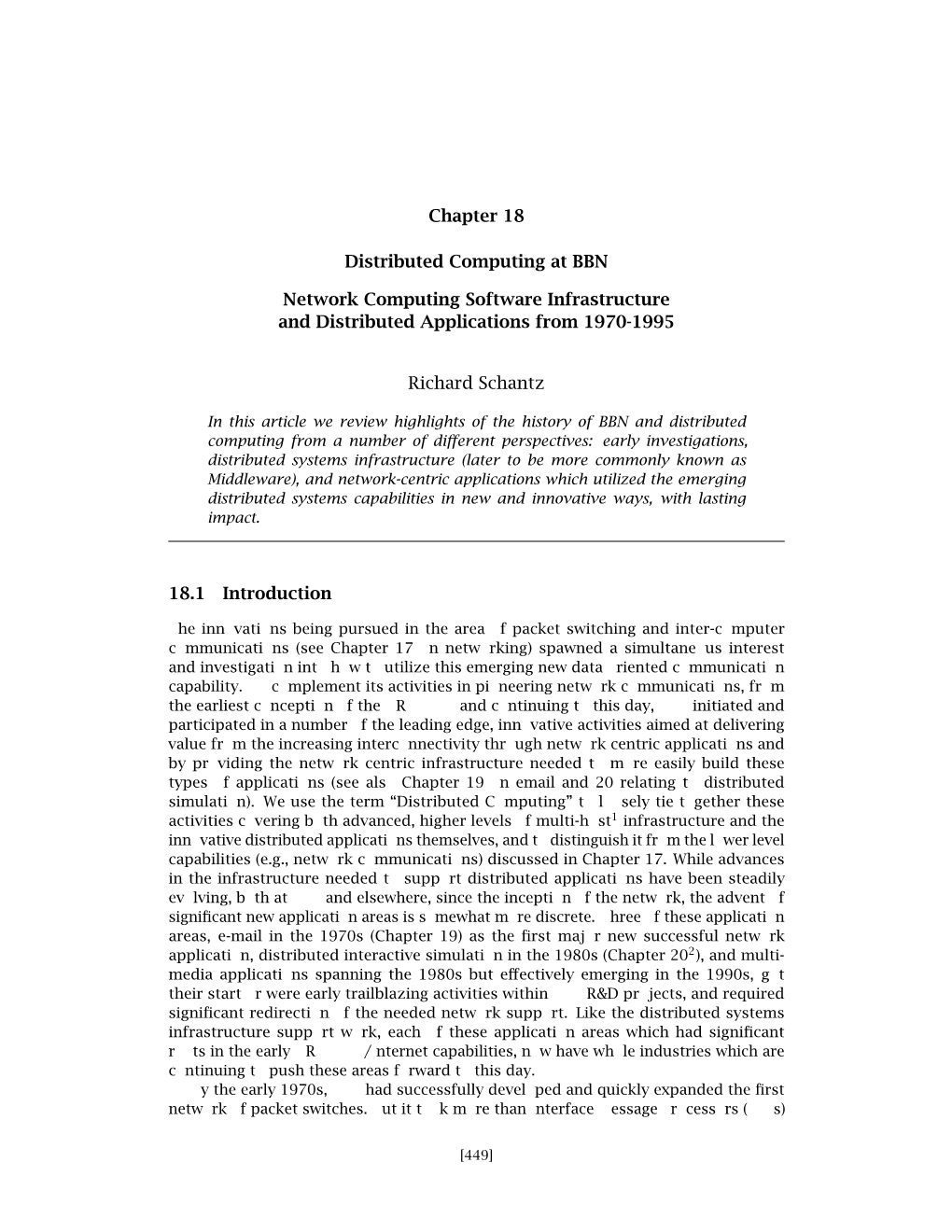 Chapter 18 Distributed Computing at BBN Network Computing Software
