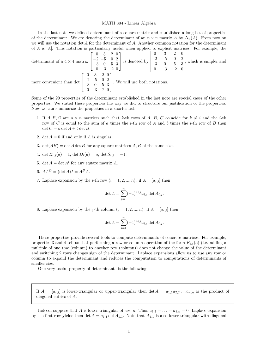 MATH 304 - Linear Algebra