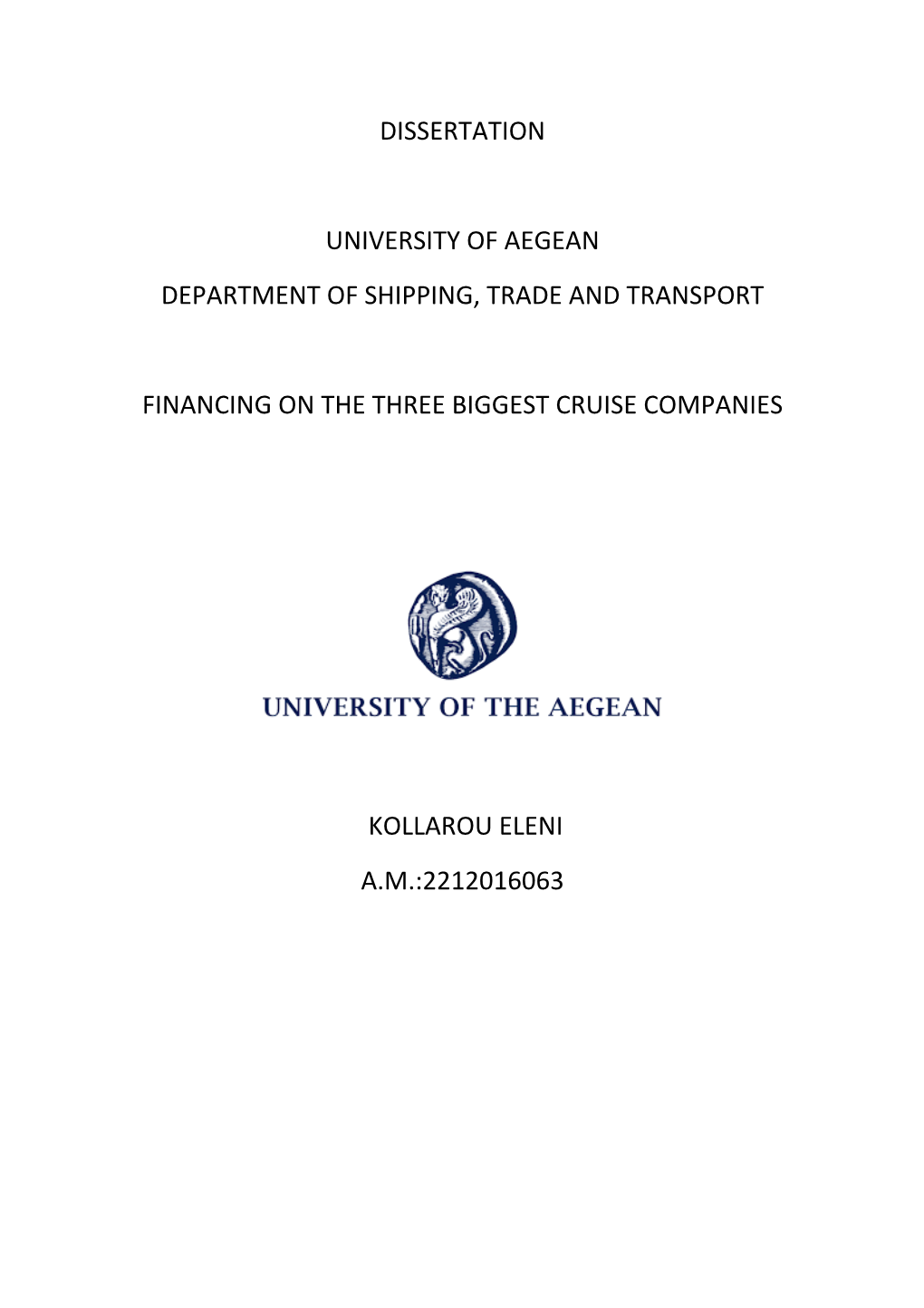 Dissertation University of Aegean Department Of