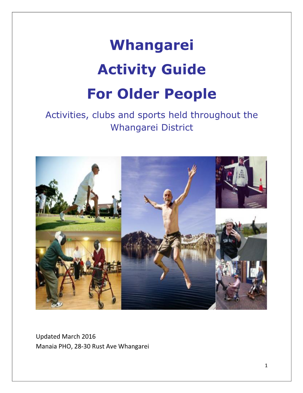 Whangarei Activity Guide for Older People