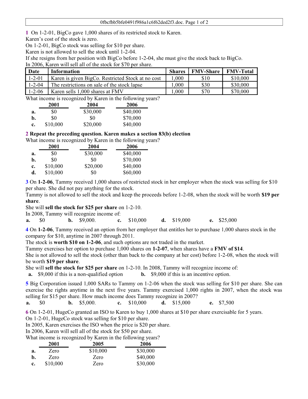 R7-00-02-3AA-Review Questions for Stock Options Memo