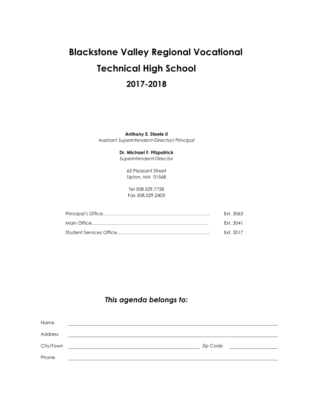 Blackstone Valley Regional Vocational Technical High School 2017-2018