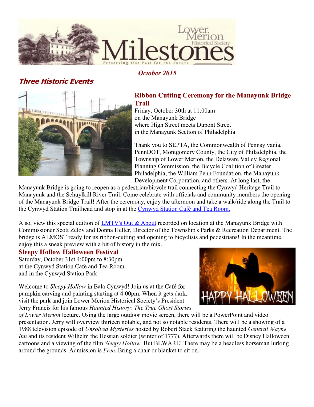 October 2015 Three Historic Events