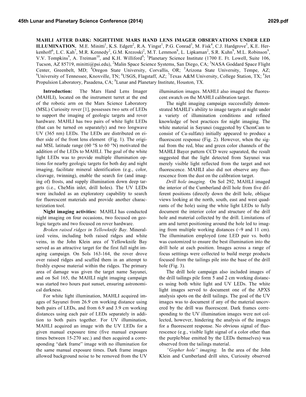 Nighttime Mars Hand Lens Imager Observations Under Led Illumination