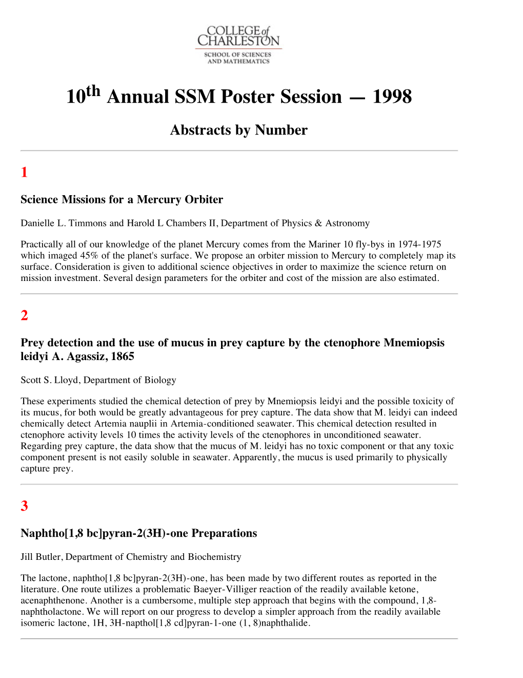 1998 SSM Poster Session