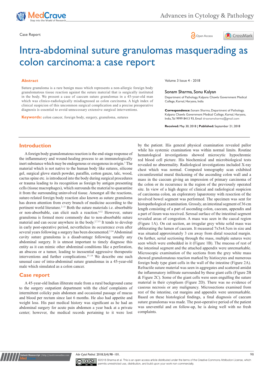 Intra-Abdominal Suture Granulomas Masquerading As Colon Carcinoma: a Case Report