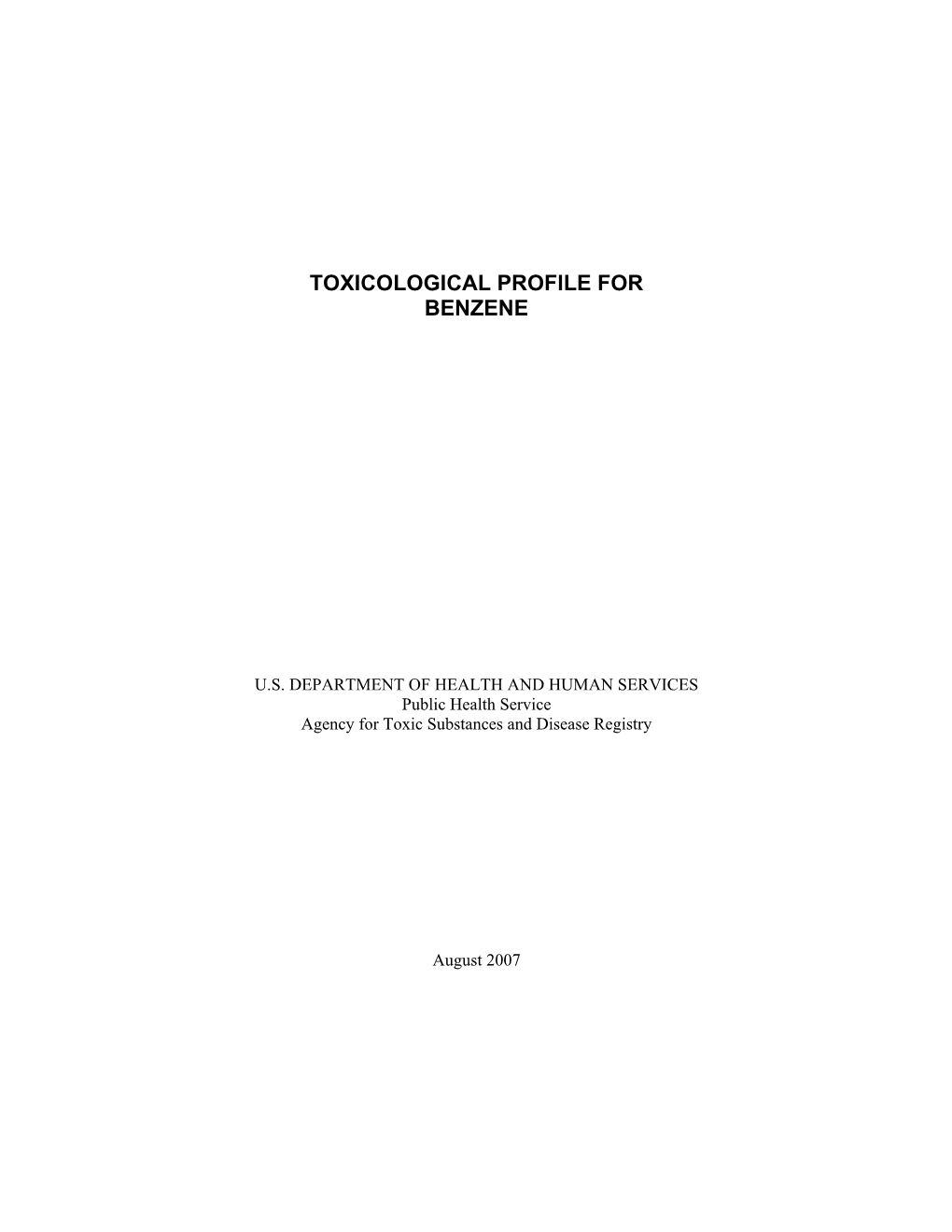 Toxicological Profile for Benzene