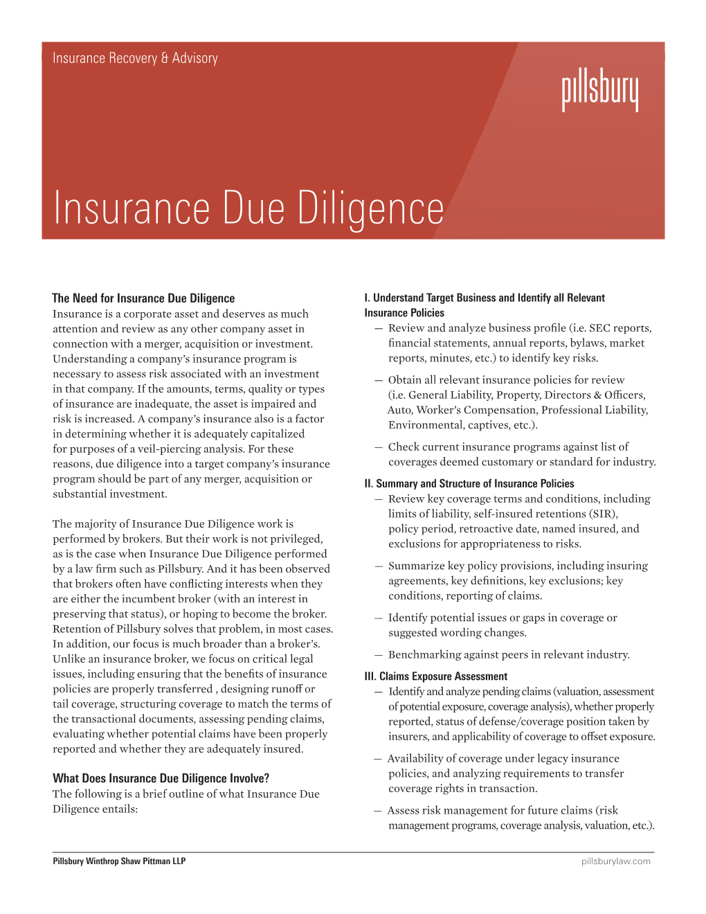Insurance Due Diligence