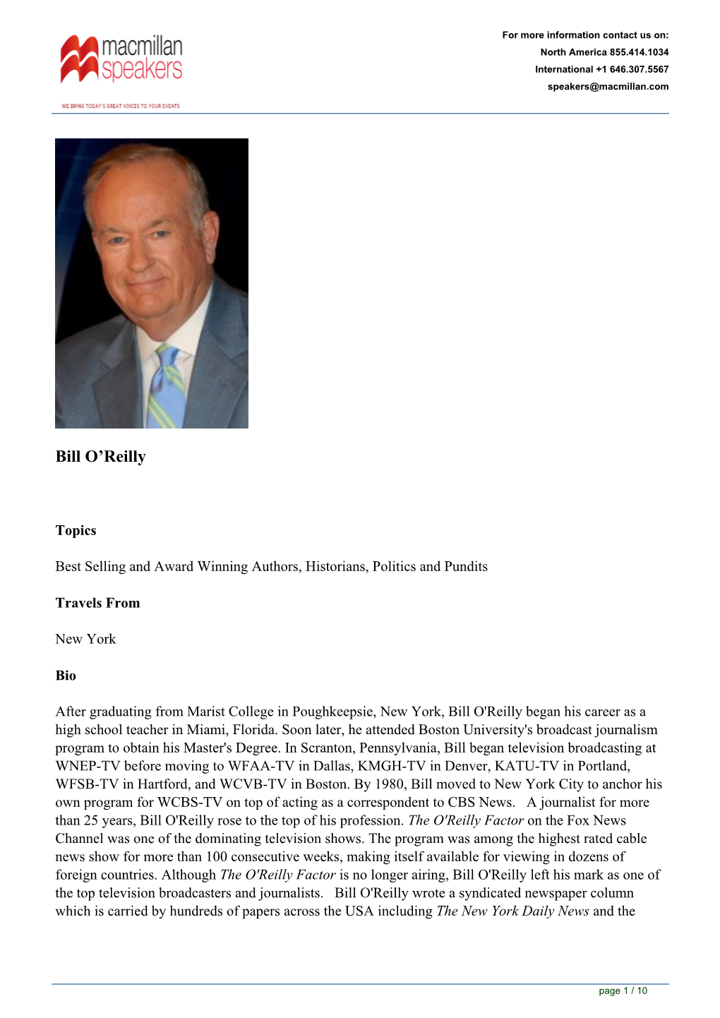 Bill O'reilly Began His Career As a High School Teacher in Miami, Florida