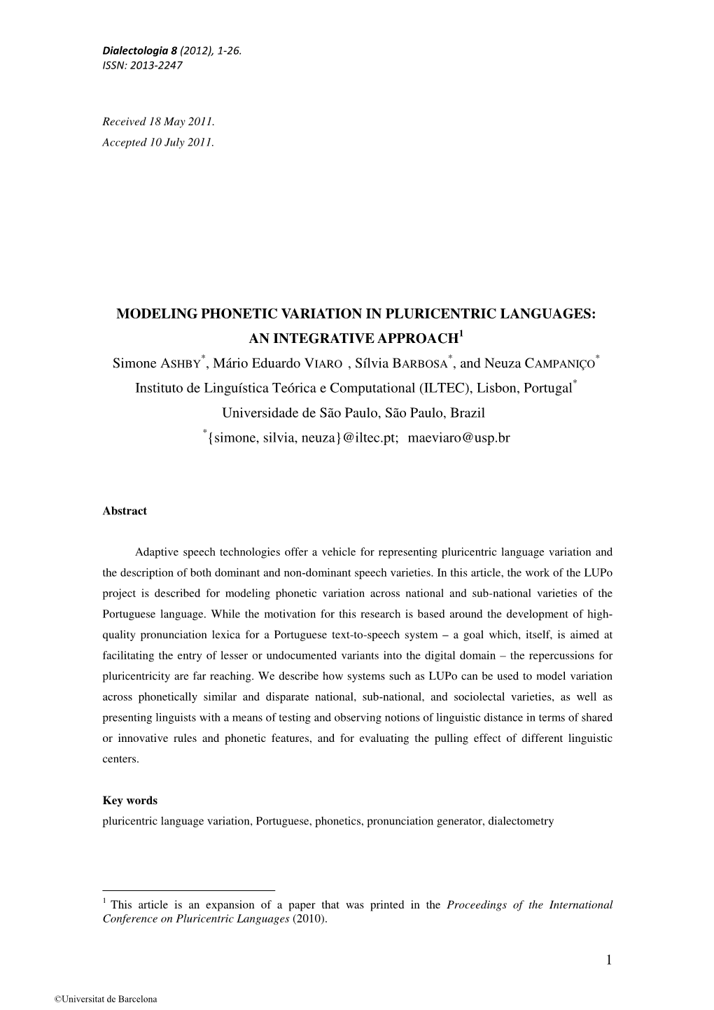 1 Modeling Phonetic Variation in Pluricentric Languages