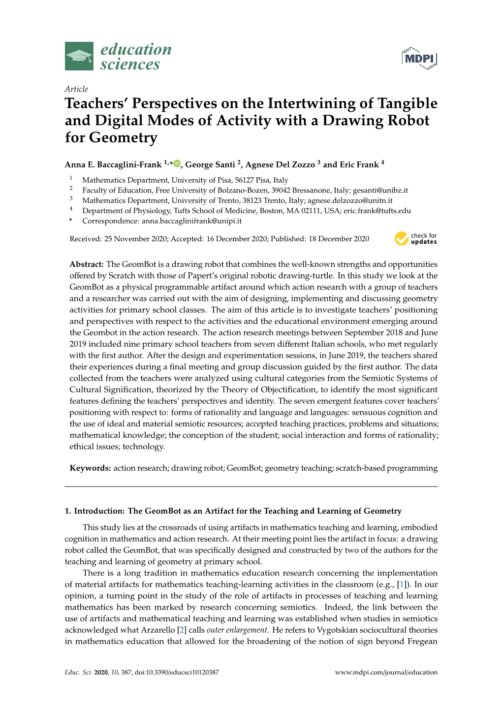 Teachers' Perspectives on the Intertwining of Tangible and Digital