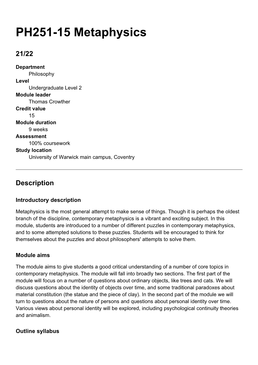 PH251-15 Metaphysics