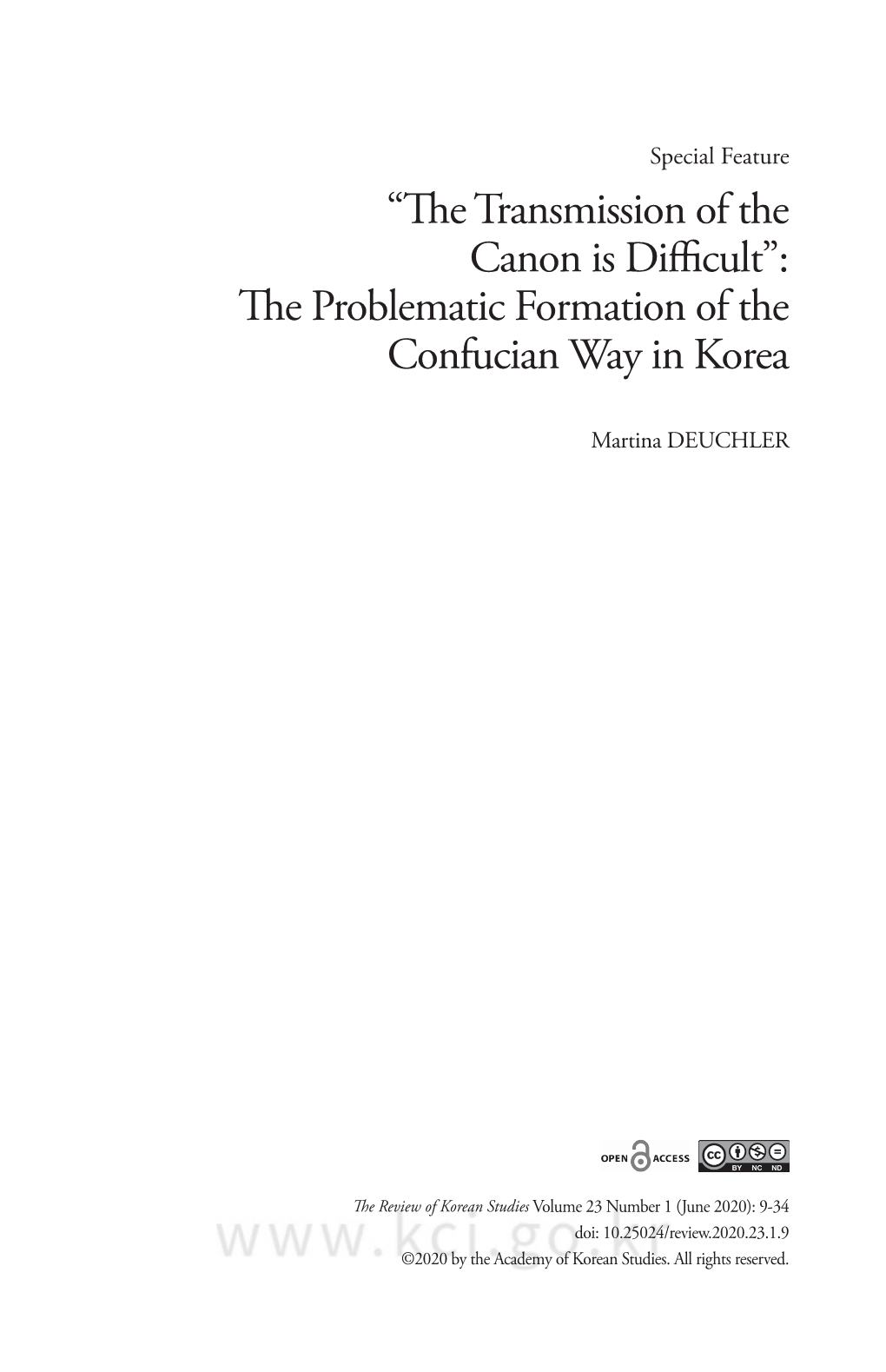 The Problematic Formation of the Confucian Way in Korea