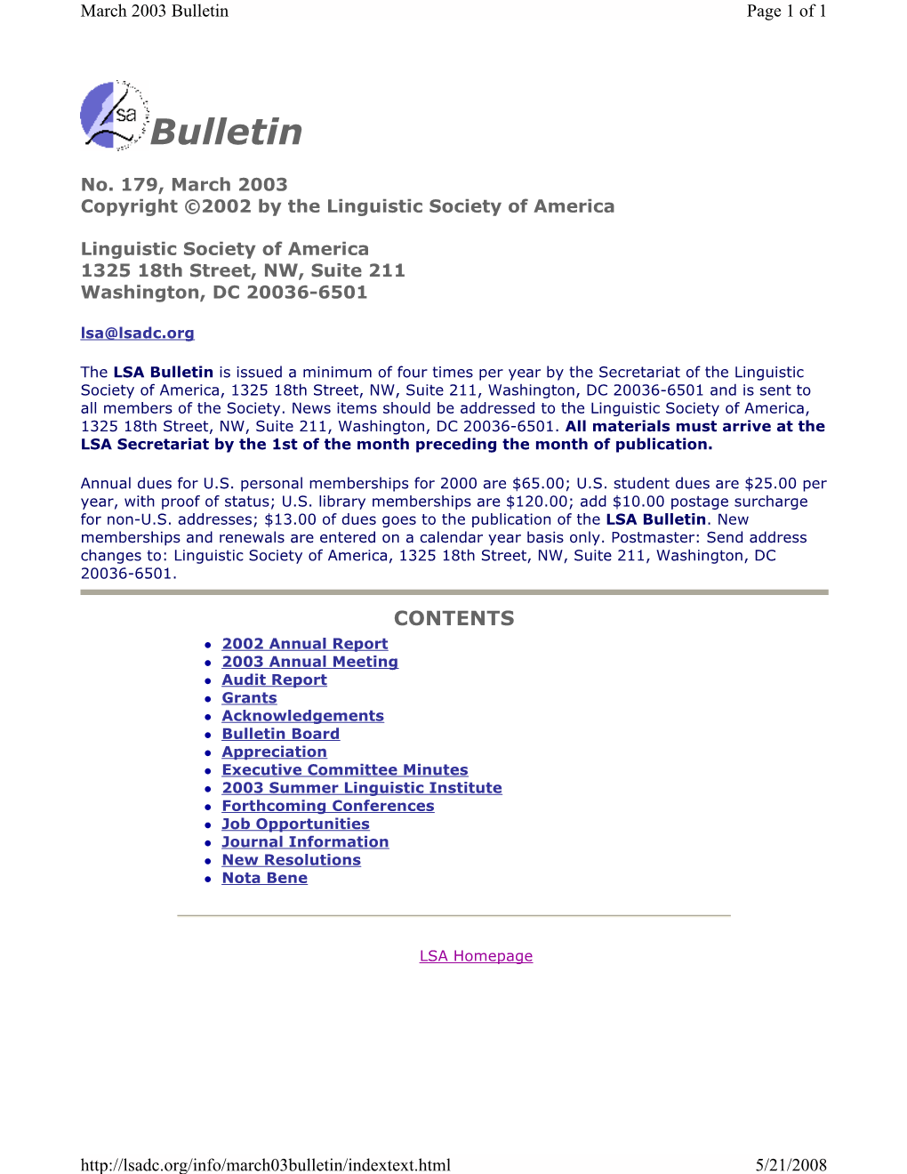 LSA Bulletin 179 March 2003.Pdf