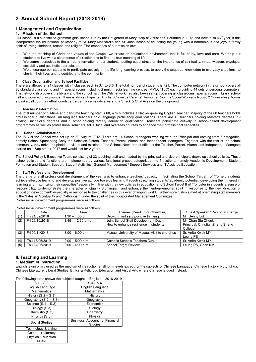 2. Annual School Report (2018-2019)