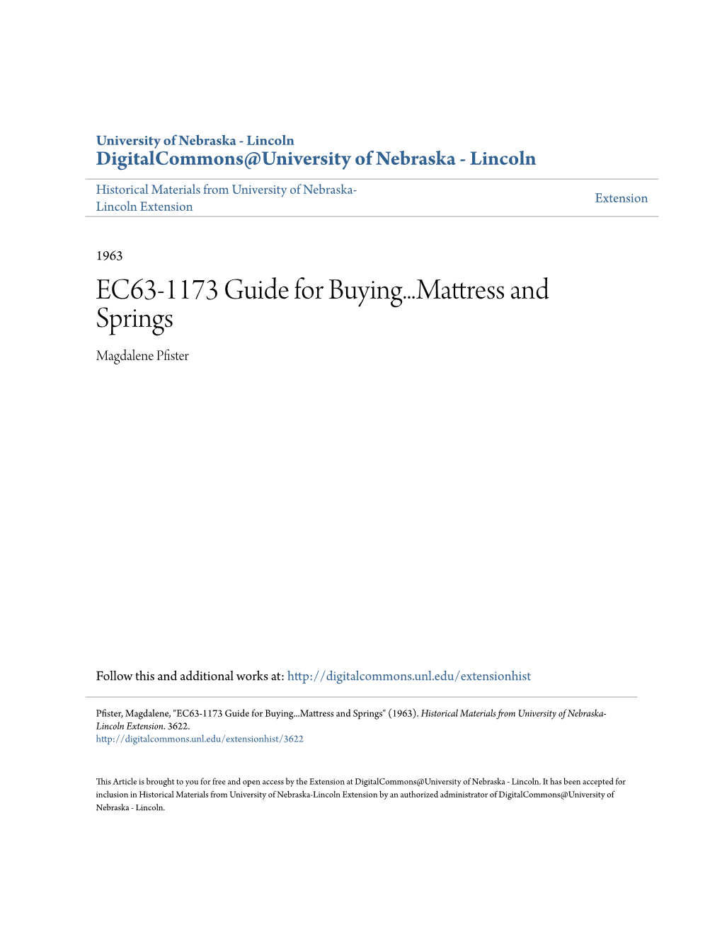 EC63-1173 Guide for Buying... Mattress and Springs