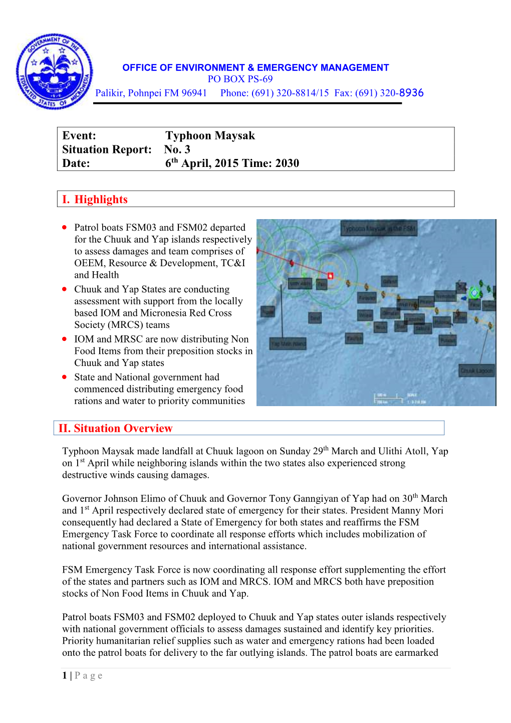 Typhoon Maysak Situation Report: No