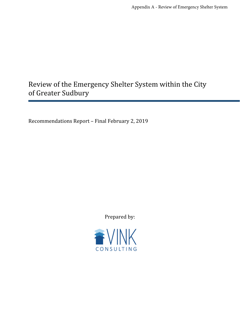 Review of the Emergency Shelter System Within the City of Greater Sudbury