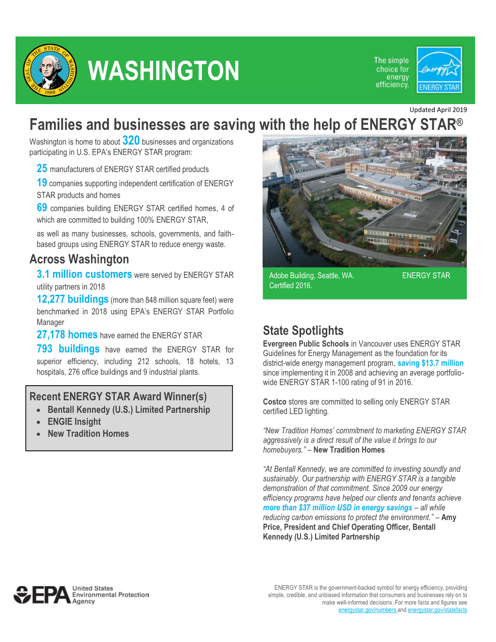 Energy Star State Fact Sheet: Washington