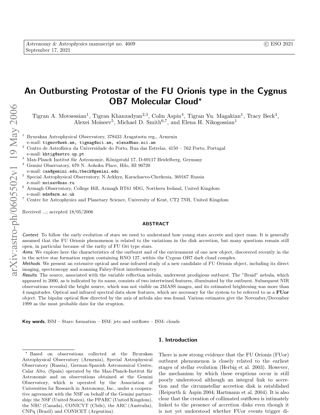 An Outbursting Protostar of the FU~ Orionis Type in the Cygnus OB7